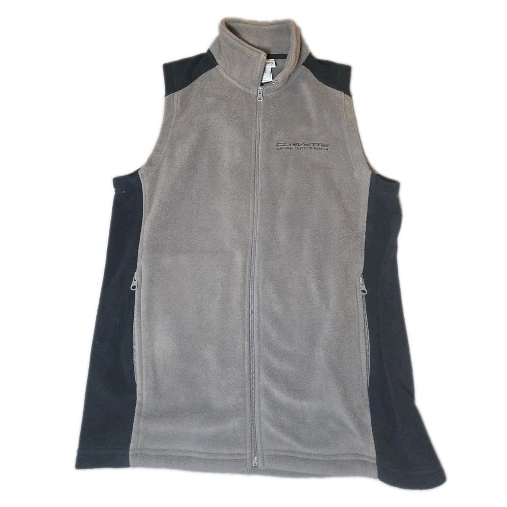 Corvette Fleece Vest Men's Small Gray Black National Corvette Museum Artisans